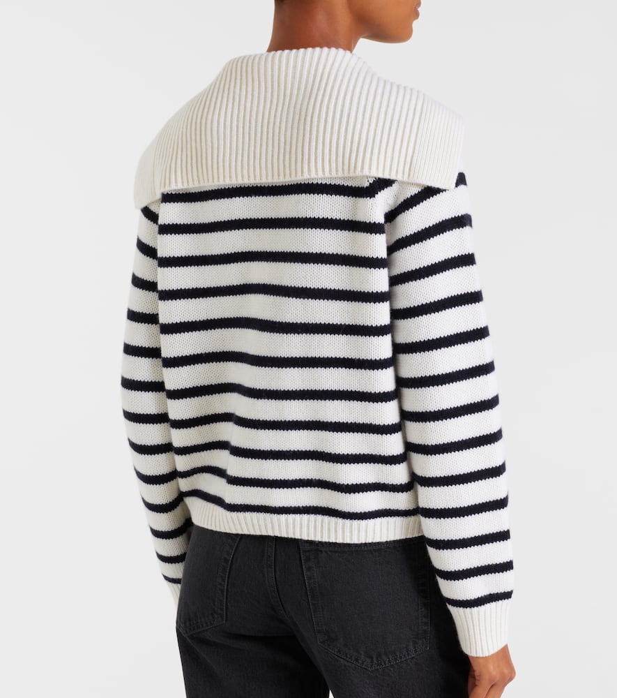 Striped wool and cashmere cardigan