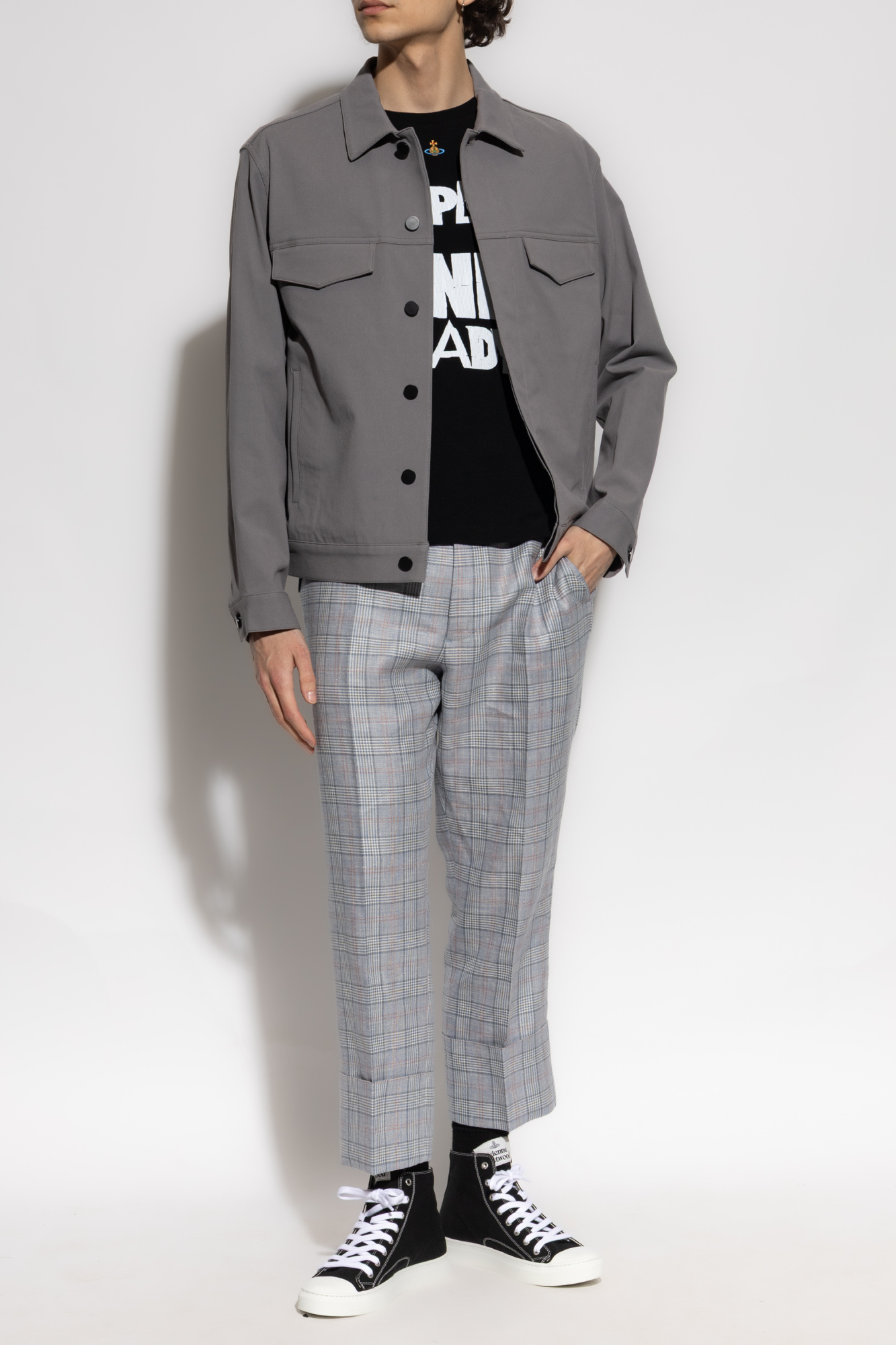 Pleated Trousers, Men's, Grey