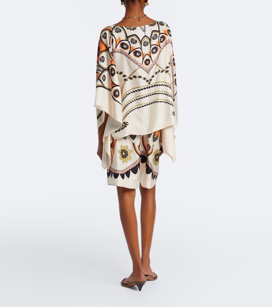 Printed silk twill Bermuda shorts