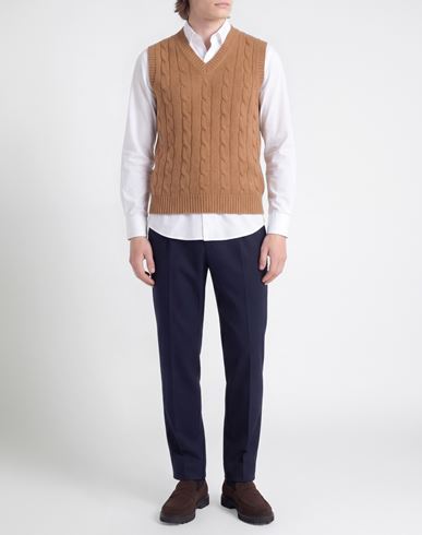 Man Sweater Camel Size L Virgin Wool