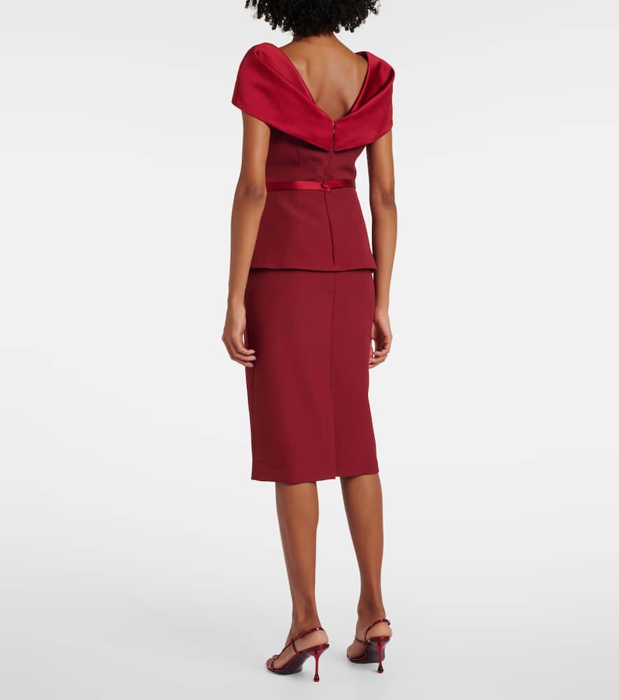 Rella draped peplum heavy crêpe midi dress