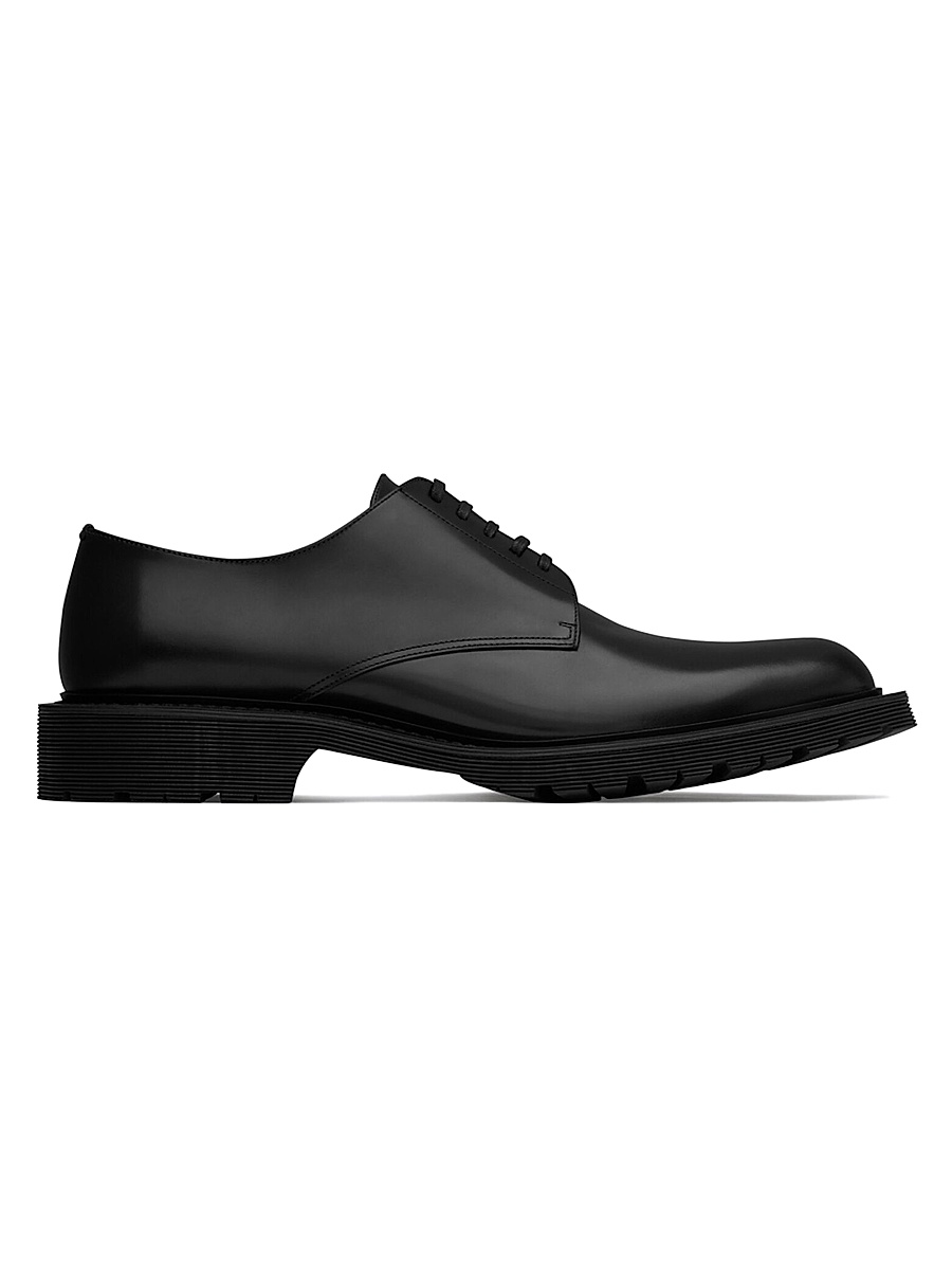 Men's Army Derbies in Smooth Leather - Black