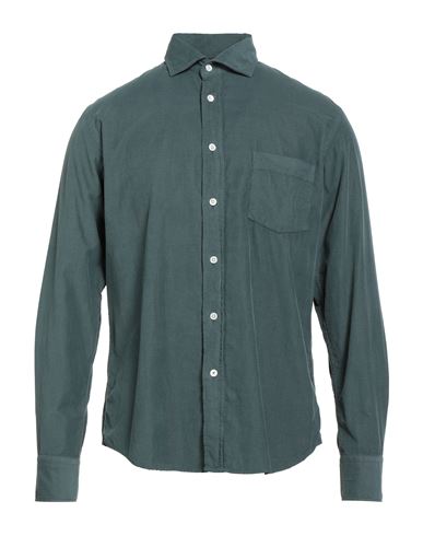 Man Shirt Dark green Size S Cotton