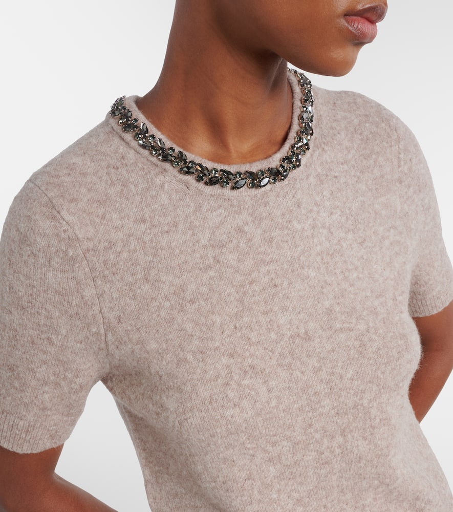 Briana embellished wool-blend top