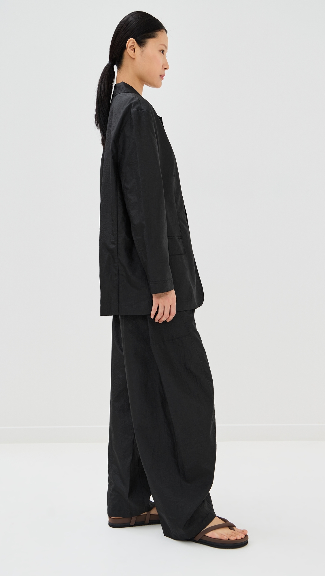 Crispy Nylon Liam Blazer Black