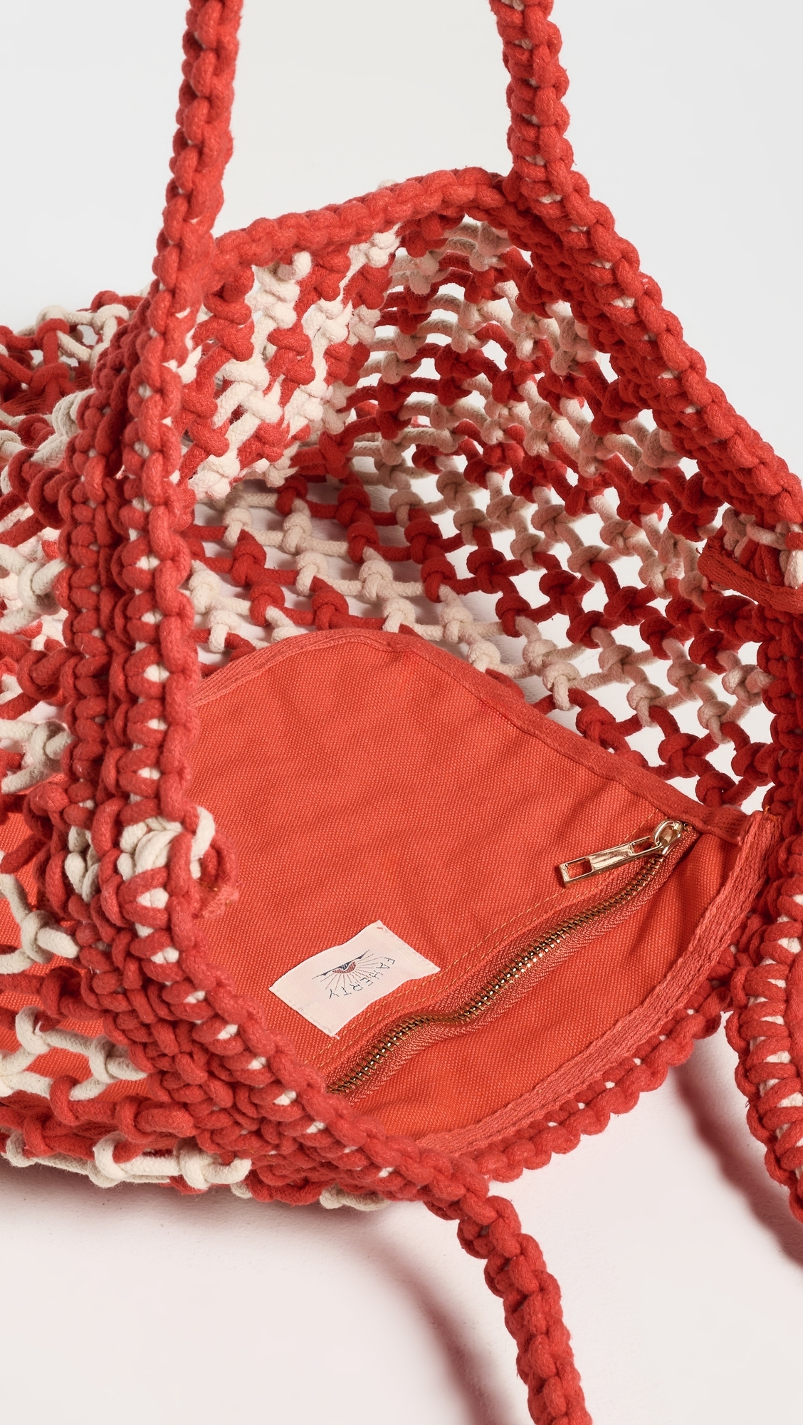 Sunwashed Macrame Tote Poppy Red One Size