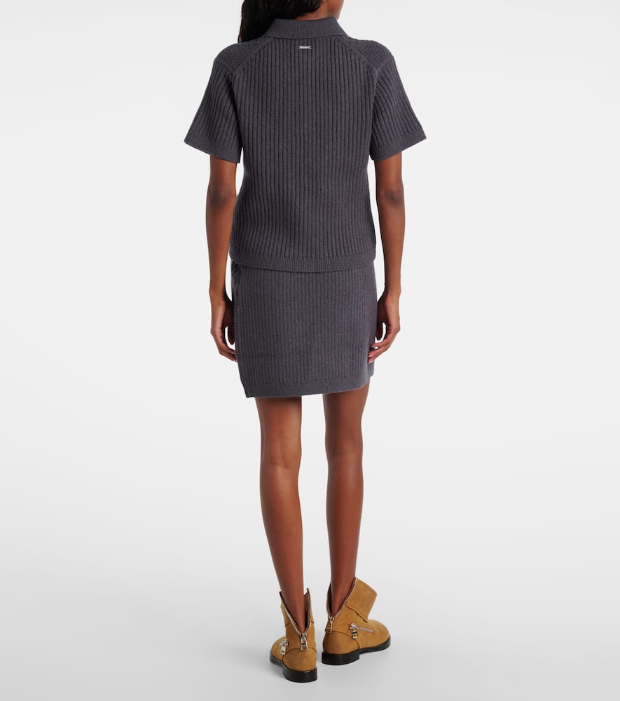 Cable-knit wool and cotton-blend polo shirt