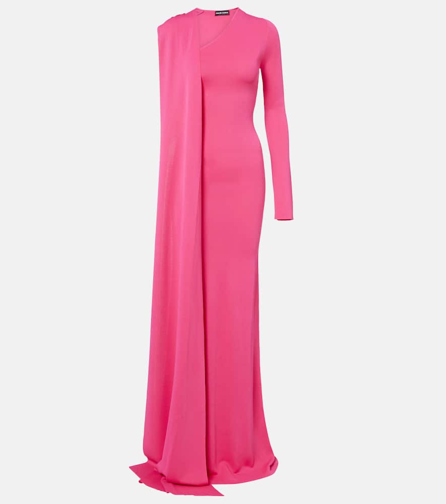Scarf-detail jersey gown