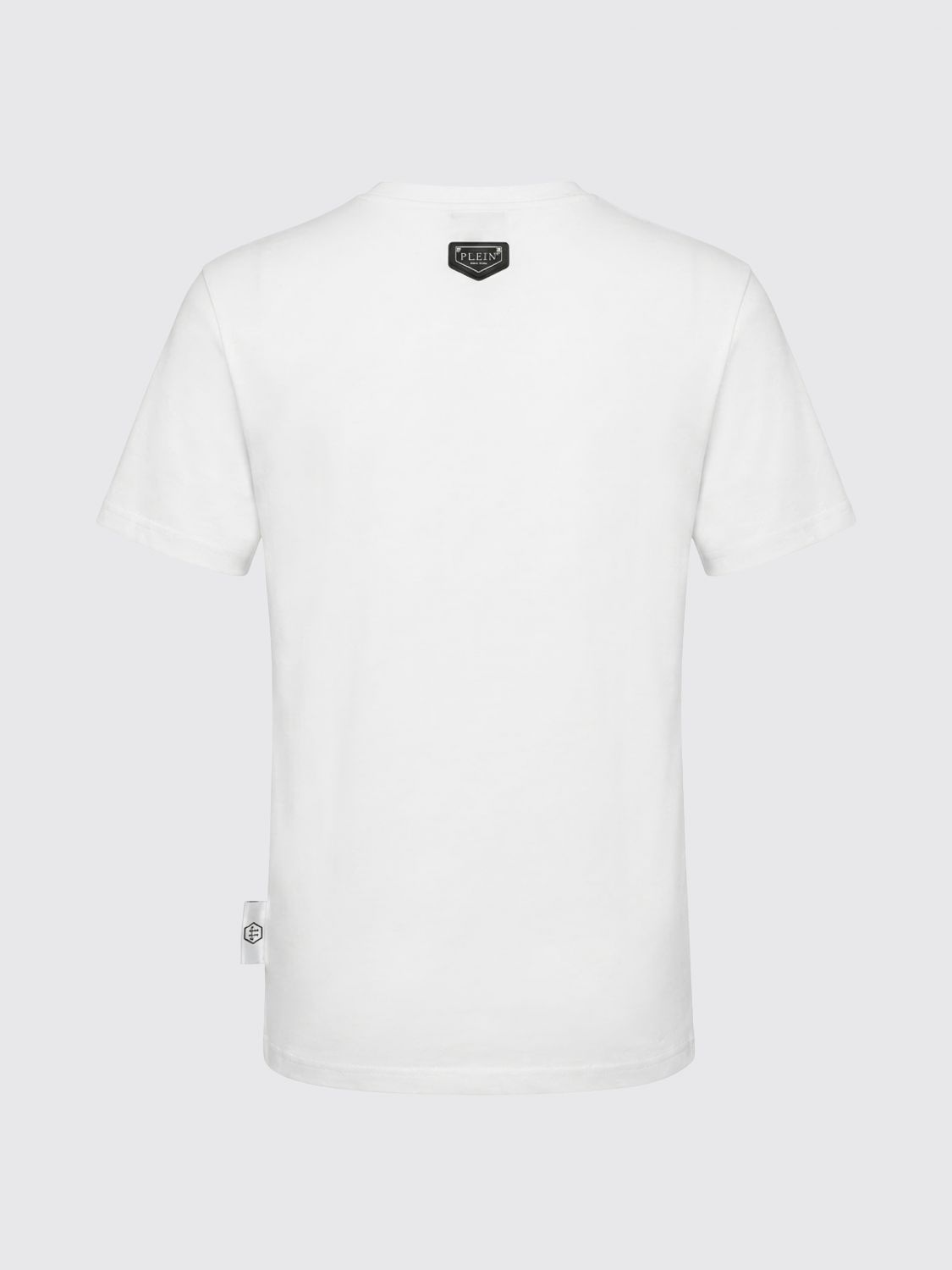 Crewneck T-Shirt in White Cotton with Graphic Print and Logo
