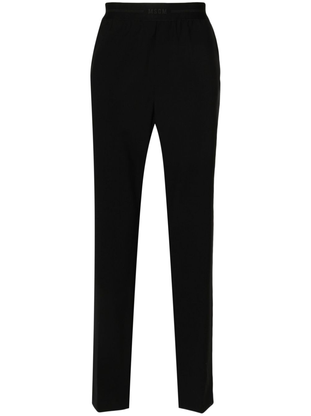 Logo-waistband tapered trousers - Black