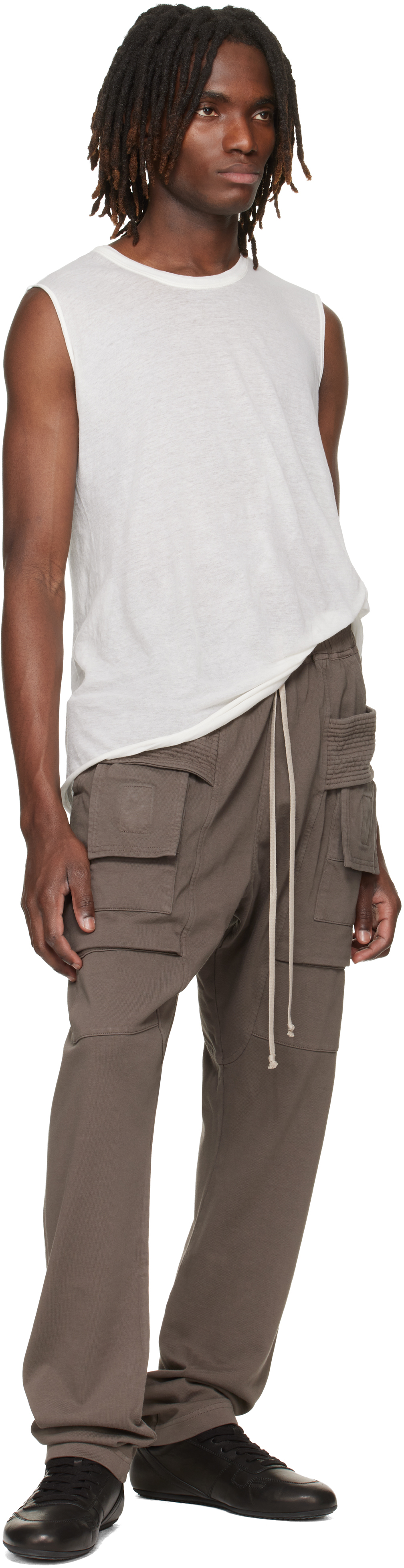 Gray Temple Creatch Drawstring Cargo Pants