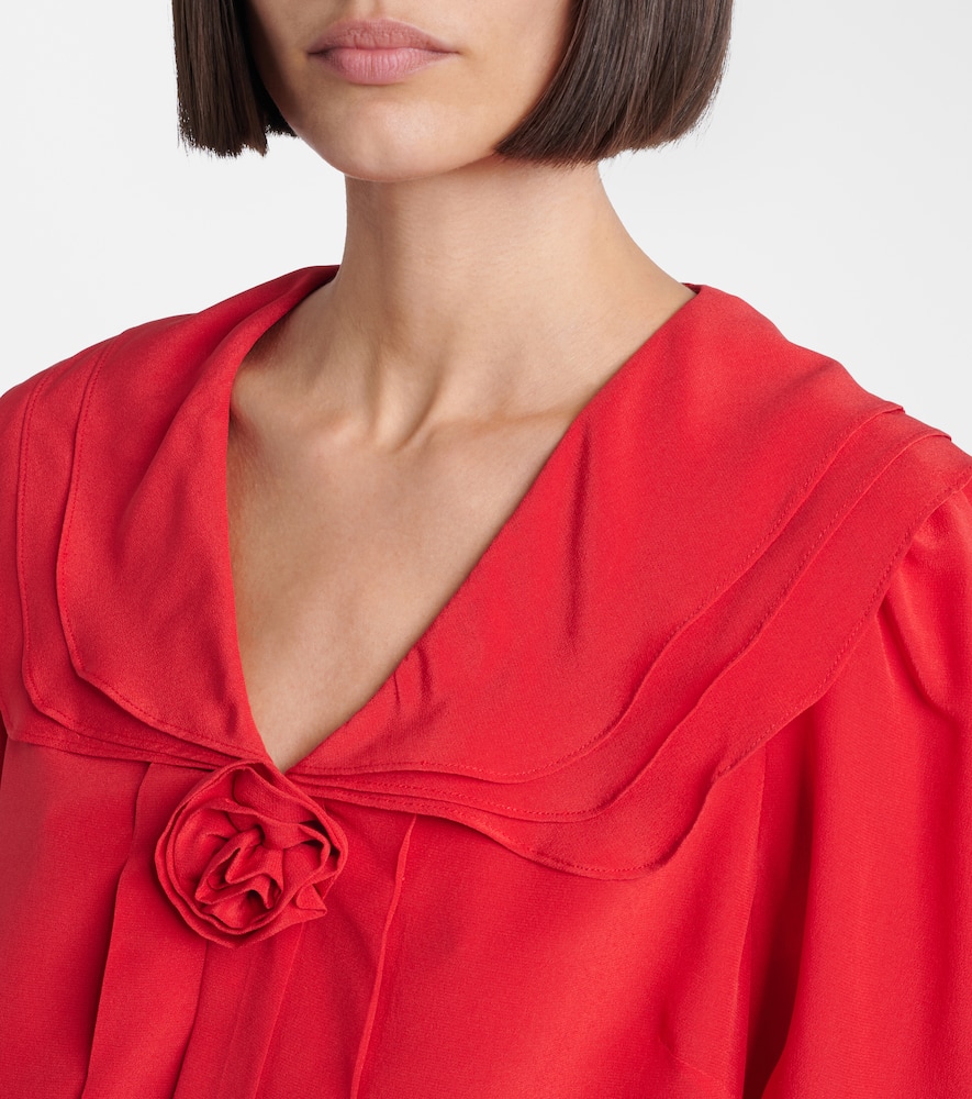 Emelin floral-appliqué silk blouse