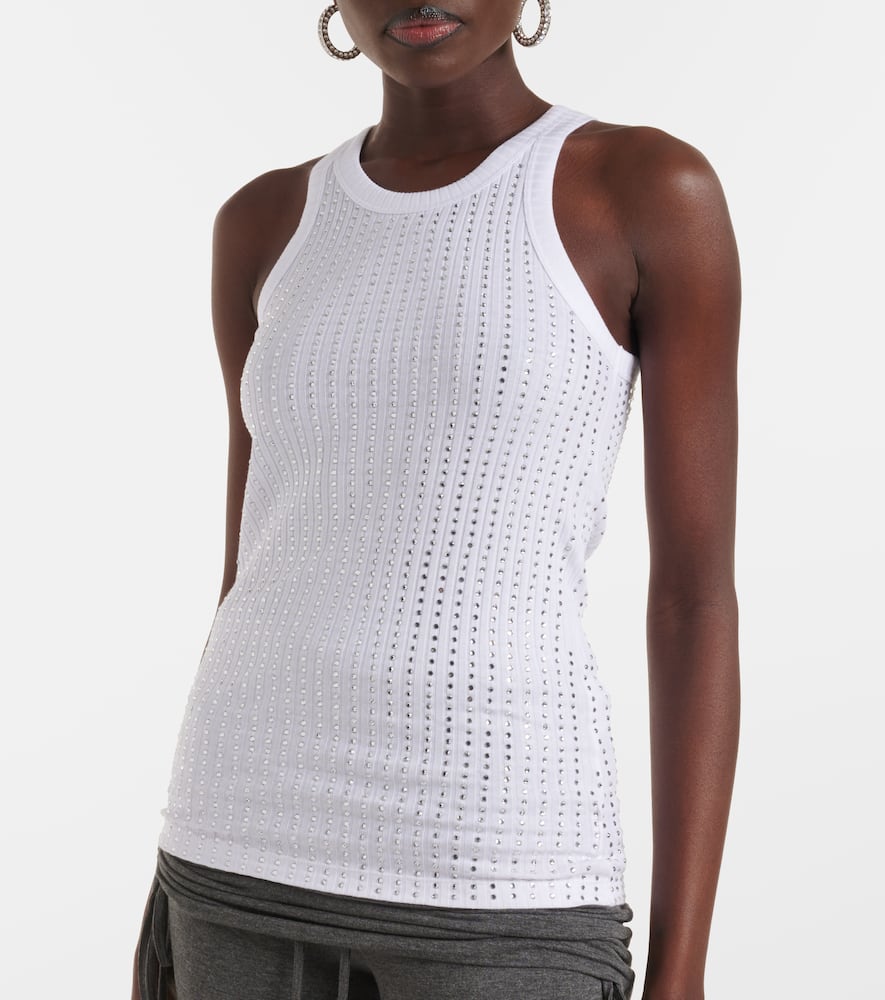 Embellished cotton jersey top