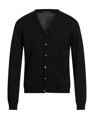 Man Cardigan Black Size M Cotton