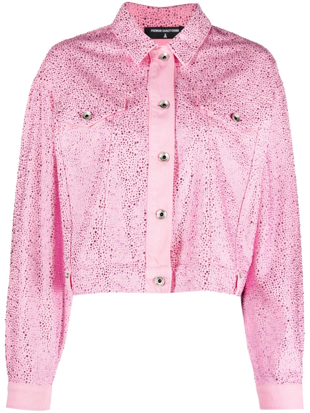 Rhinestone-embellished cotton jacket - Pink