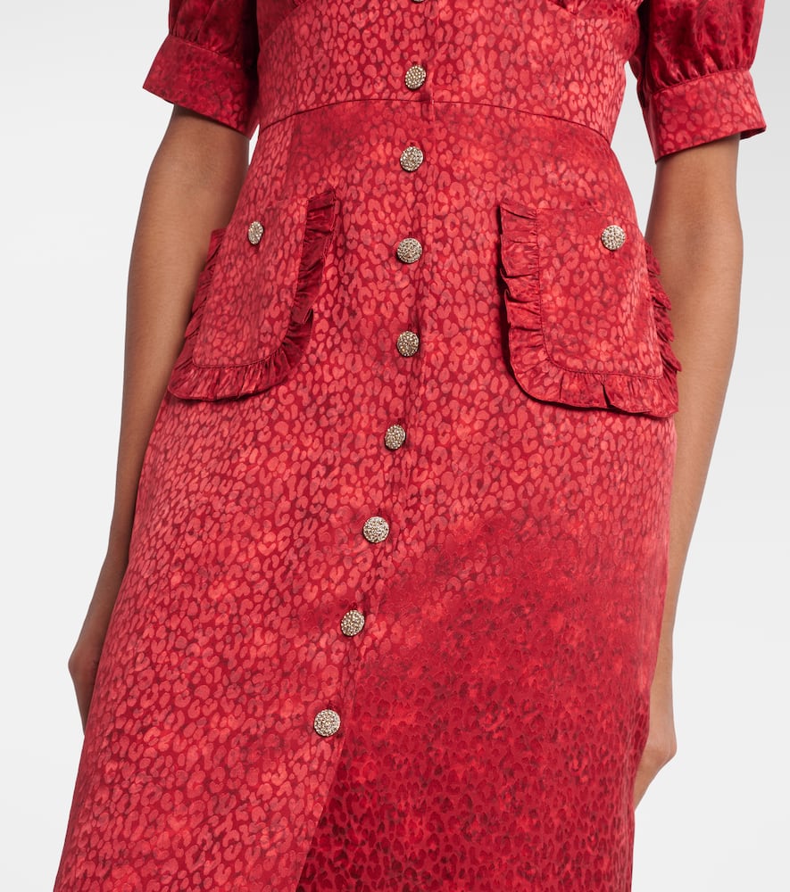 Floral silk jacquard midi dress