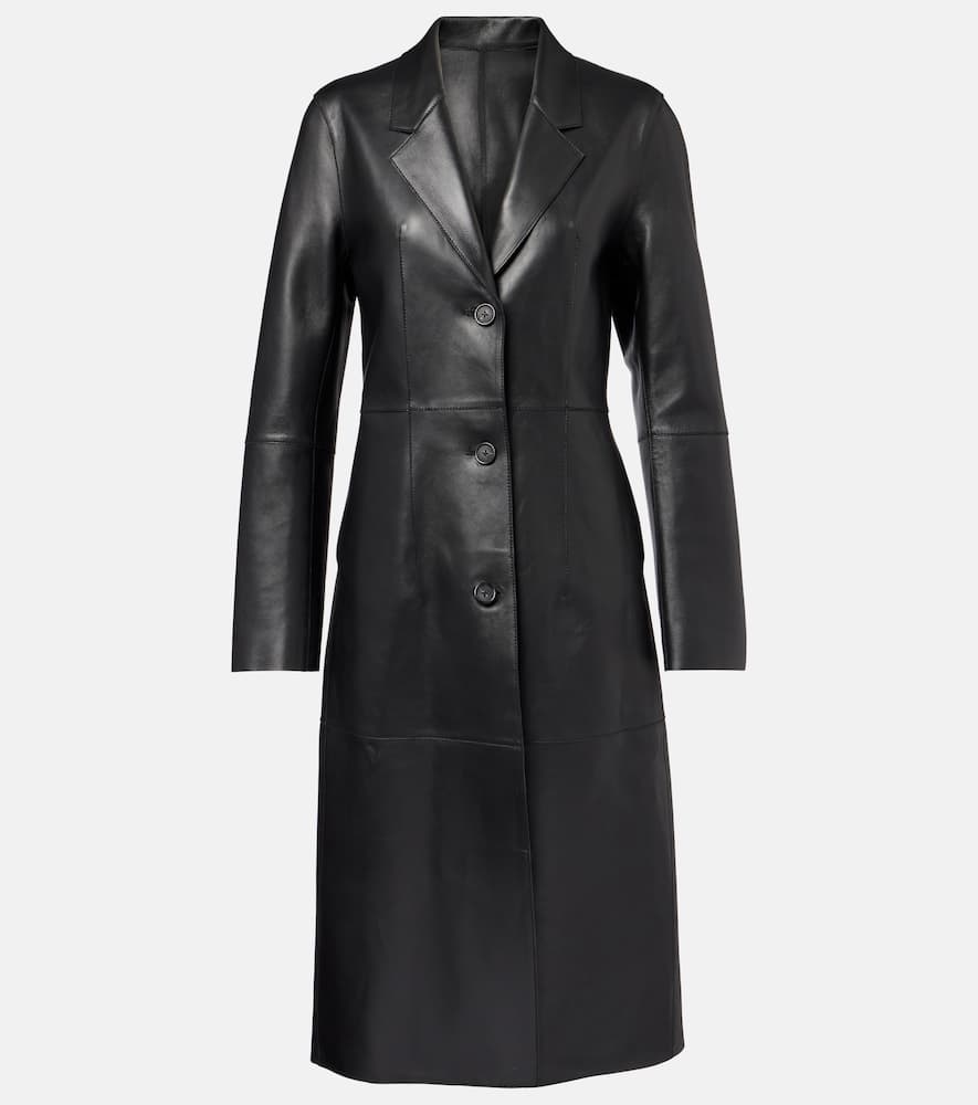 Paneled leather coat