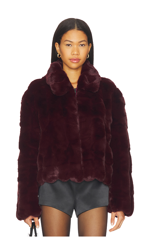Bardot Sylvie Zip Faux Fur Jacket in Burgundy. 6 also , 12, 2