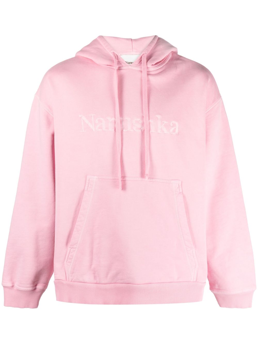Logo-embroidered cotton hoodie - Pink