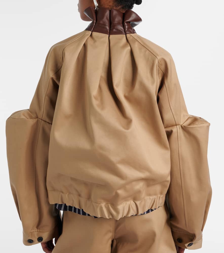 Leather-trimmed cotton blouson jacket
