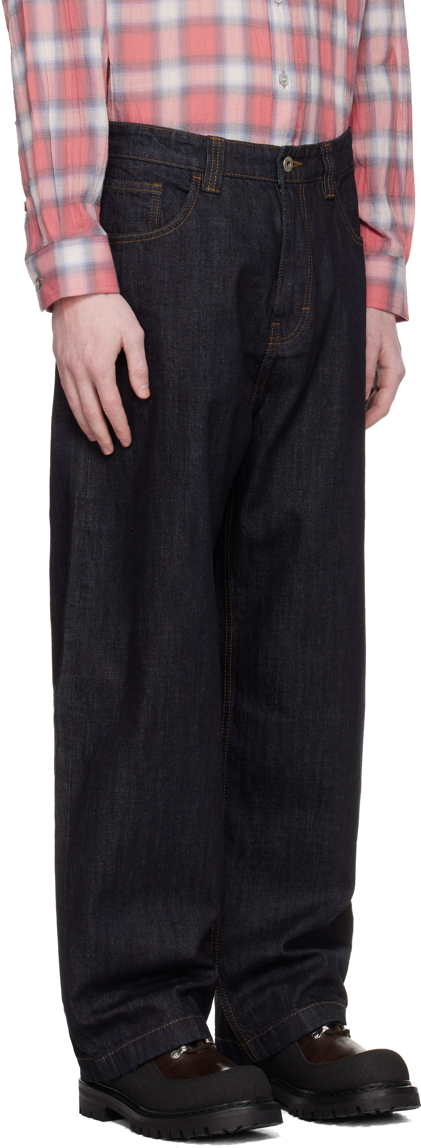 Navy Washed Baggy Fit Jeans
