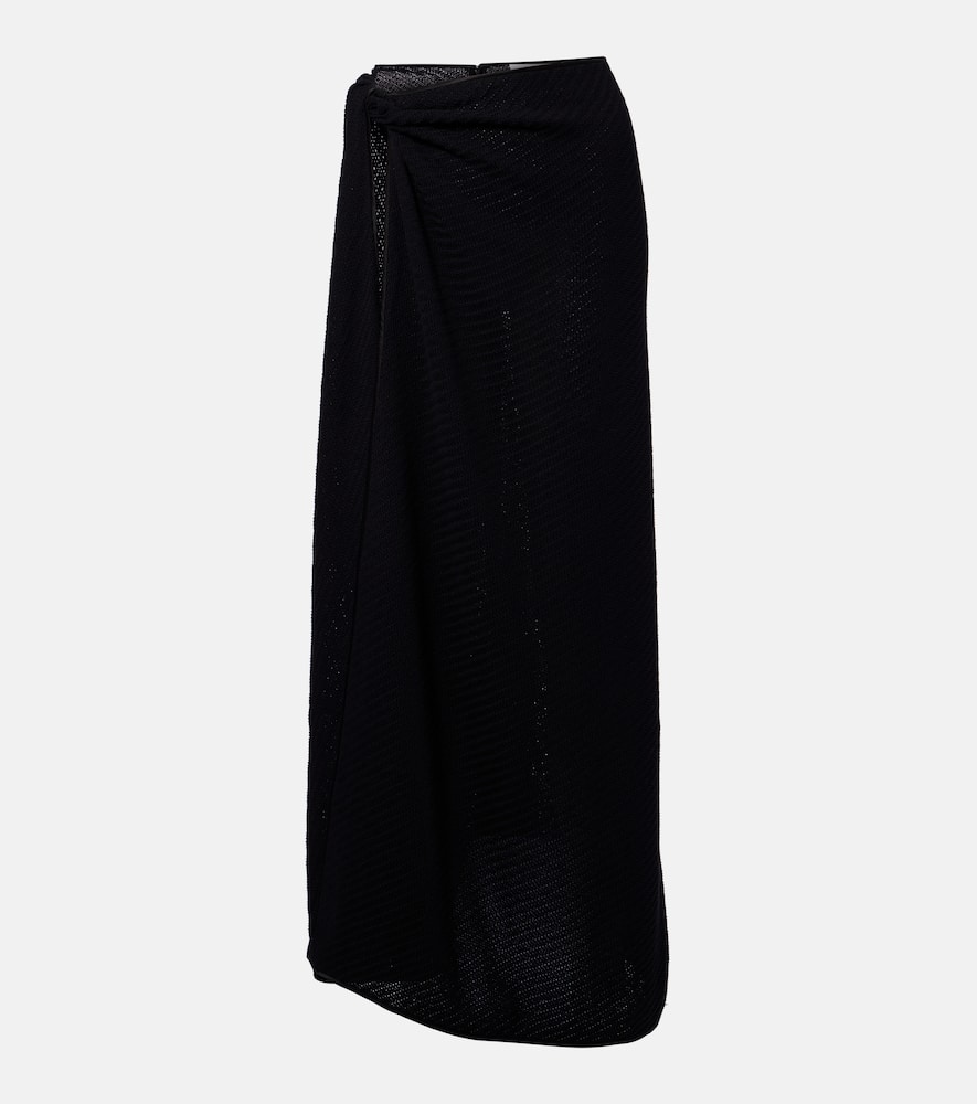 Knitted cotton-blend maxi skirt