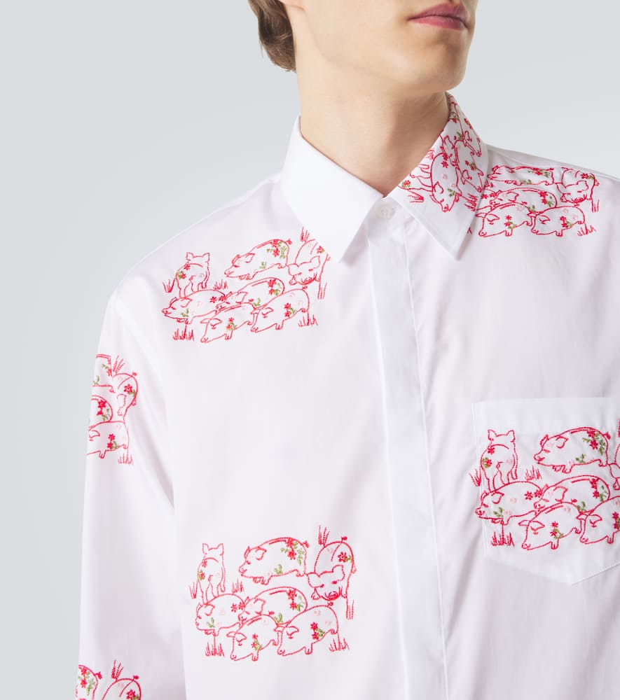 Embroidered cotton poplin shirt