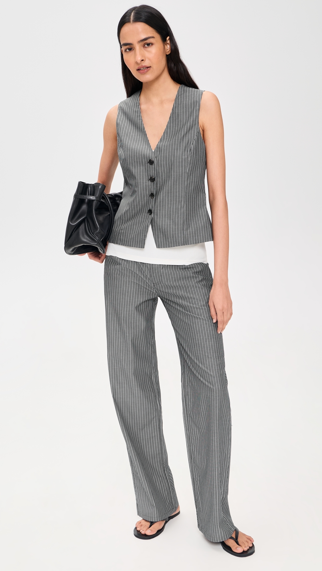 Paulette Stripe Poplin Vest Salst