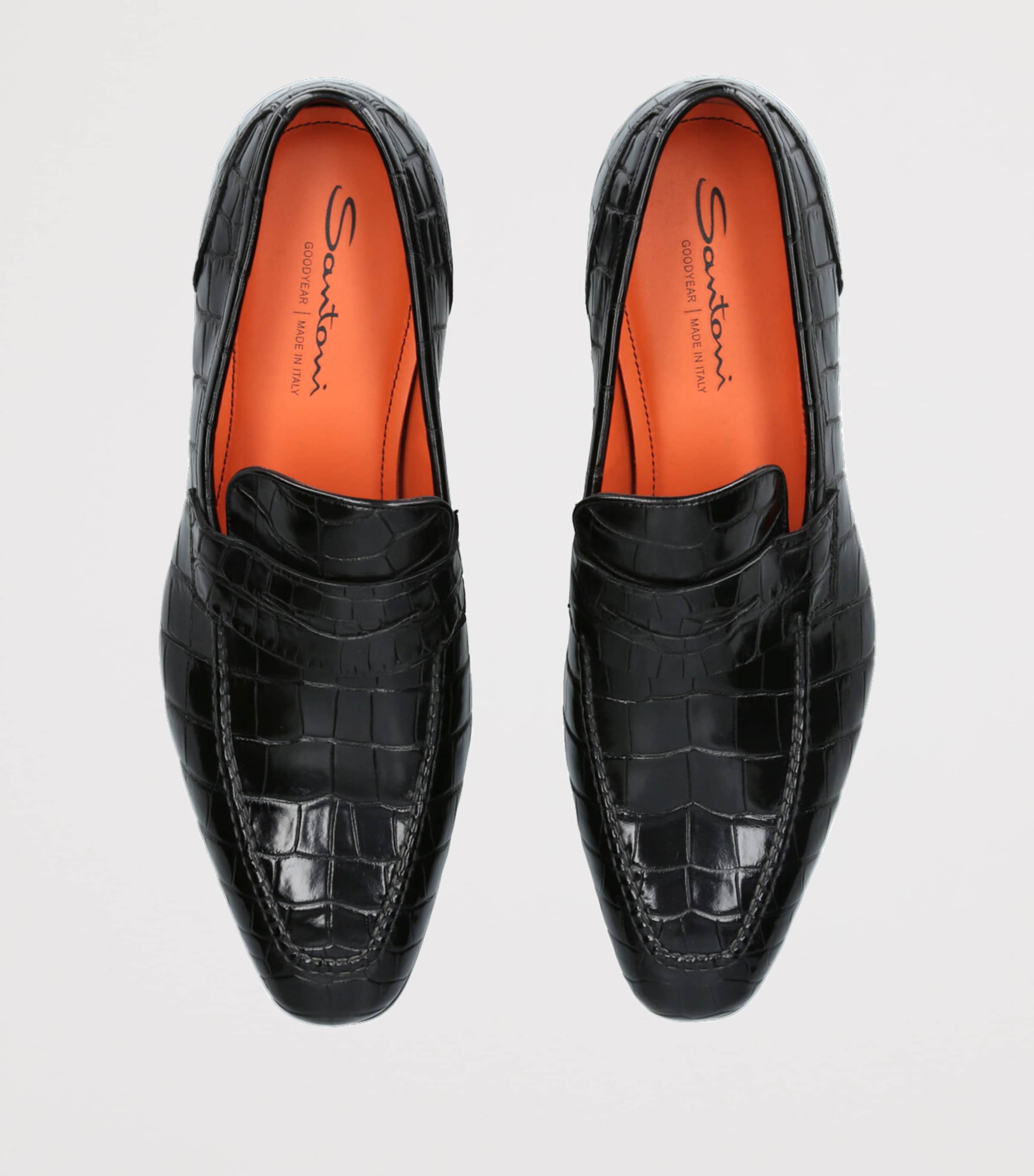 Crocodile Leather Derby Loafers