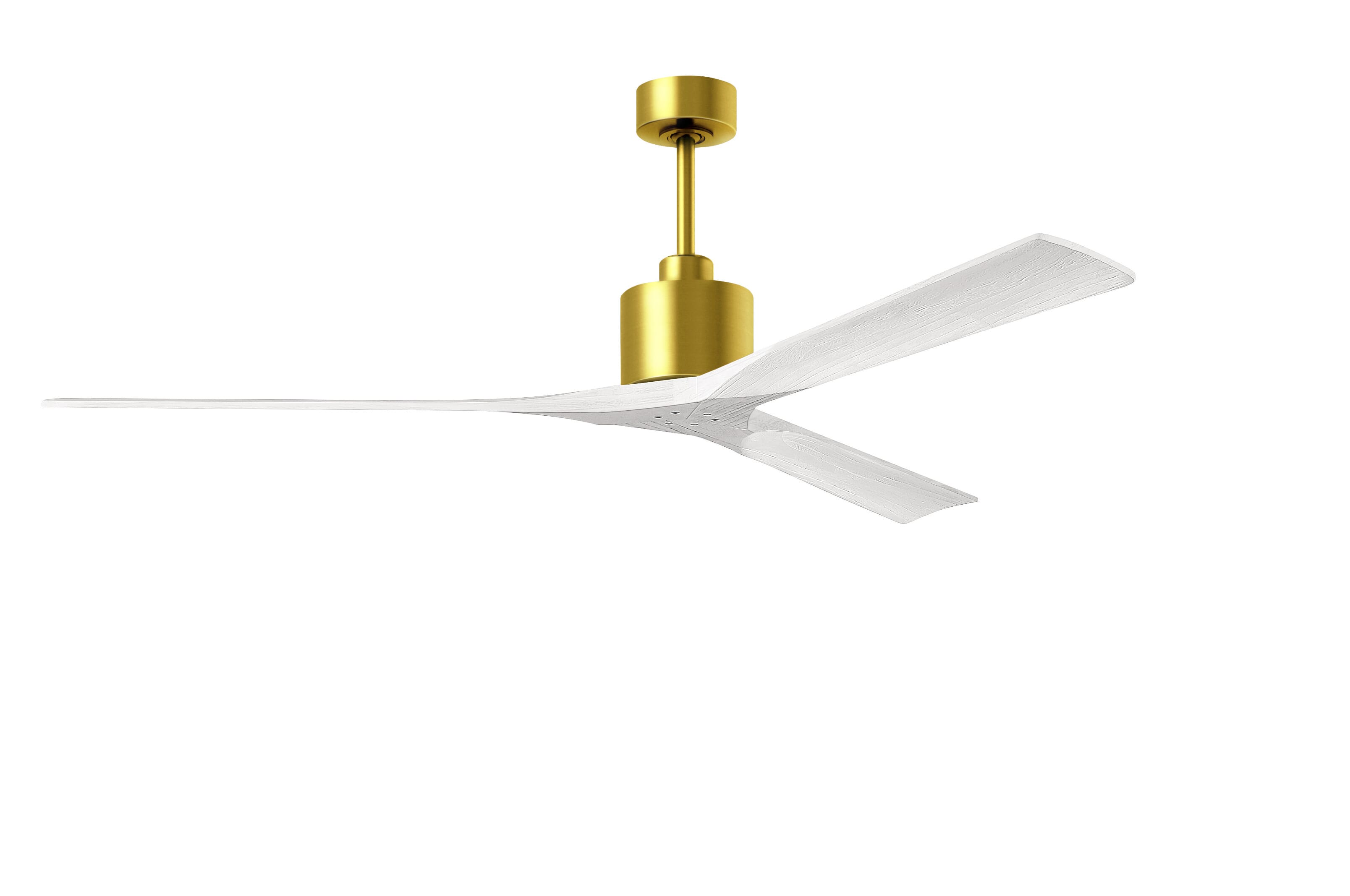Nan -Speed Ceiling Fan in Brushed Brass with Matte White blade