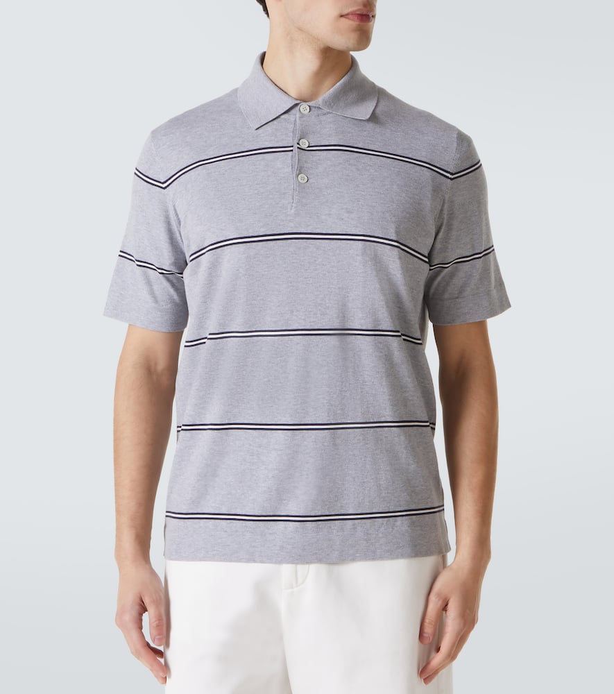 Striped cotton polo shirt