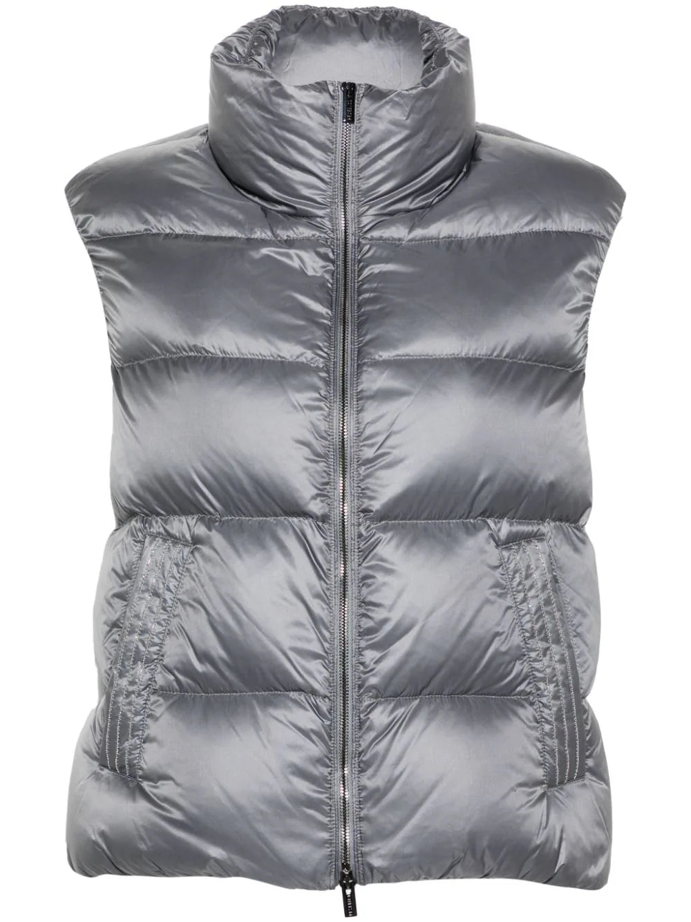 Monili Chain-Detail Goose Down Gilet — Grey
