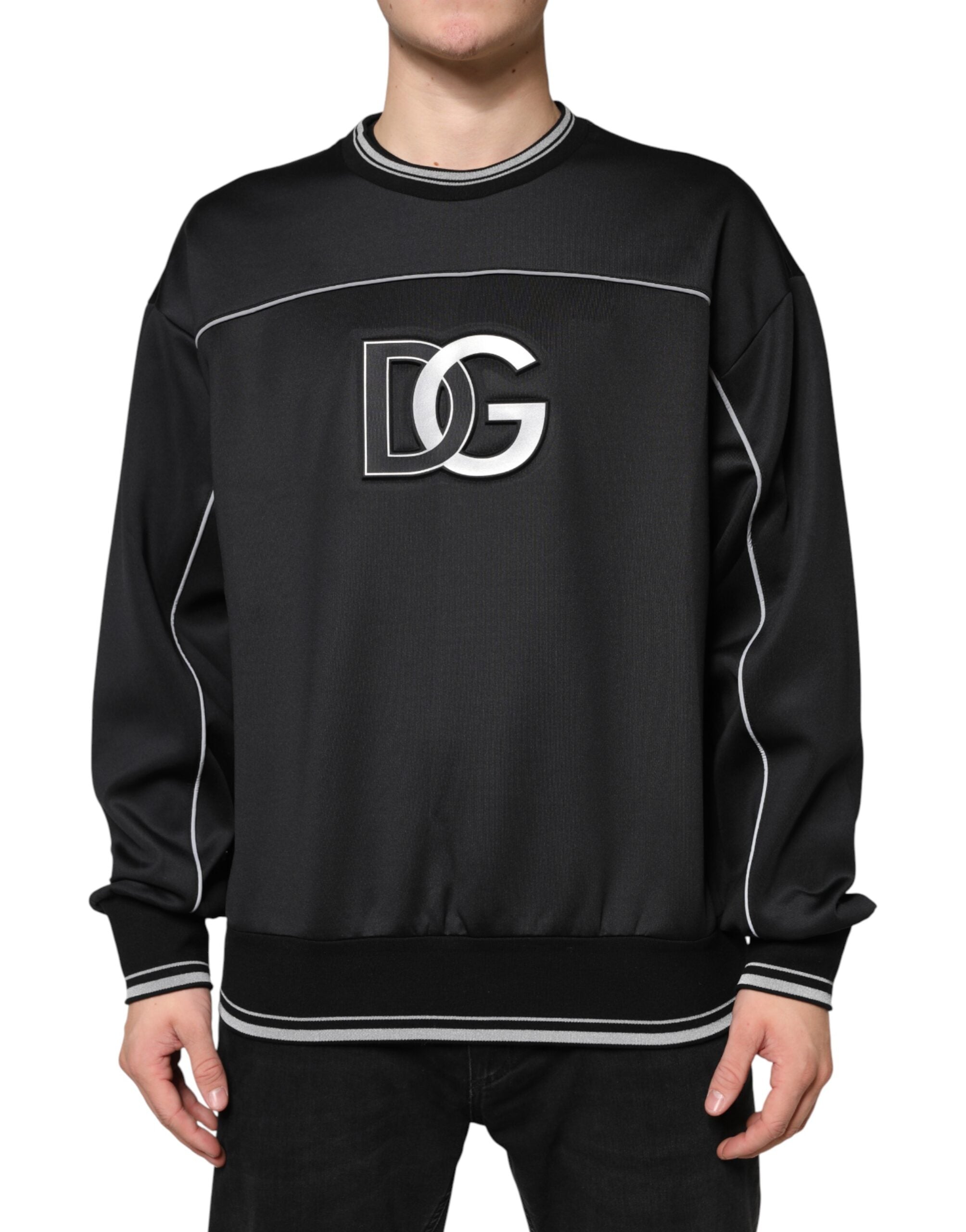 Logo-Embroidered Crew Neck Sweatshirt — Black