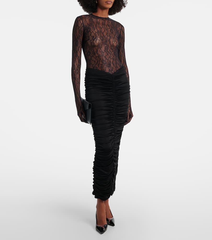 Vivienne ruched lace maxi dress