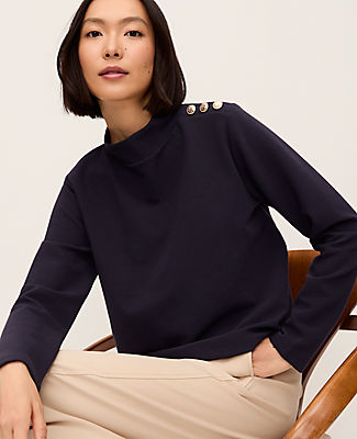 Ann Taylor Long Sleeve Mock Neck Top