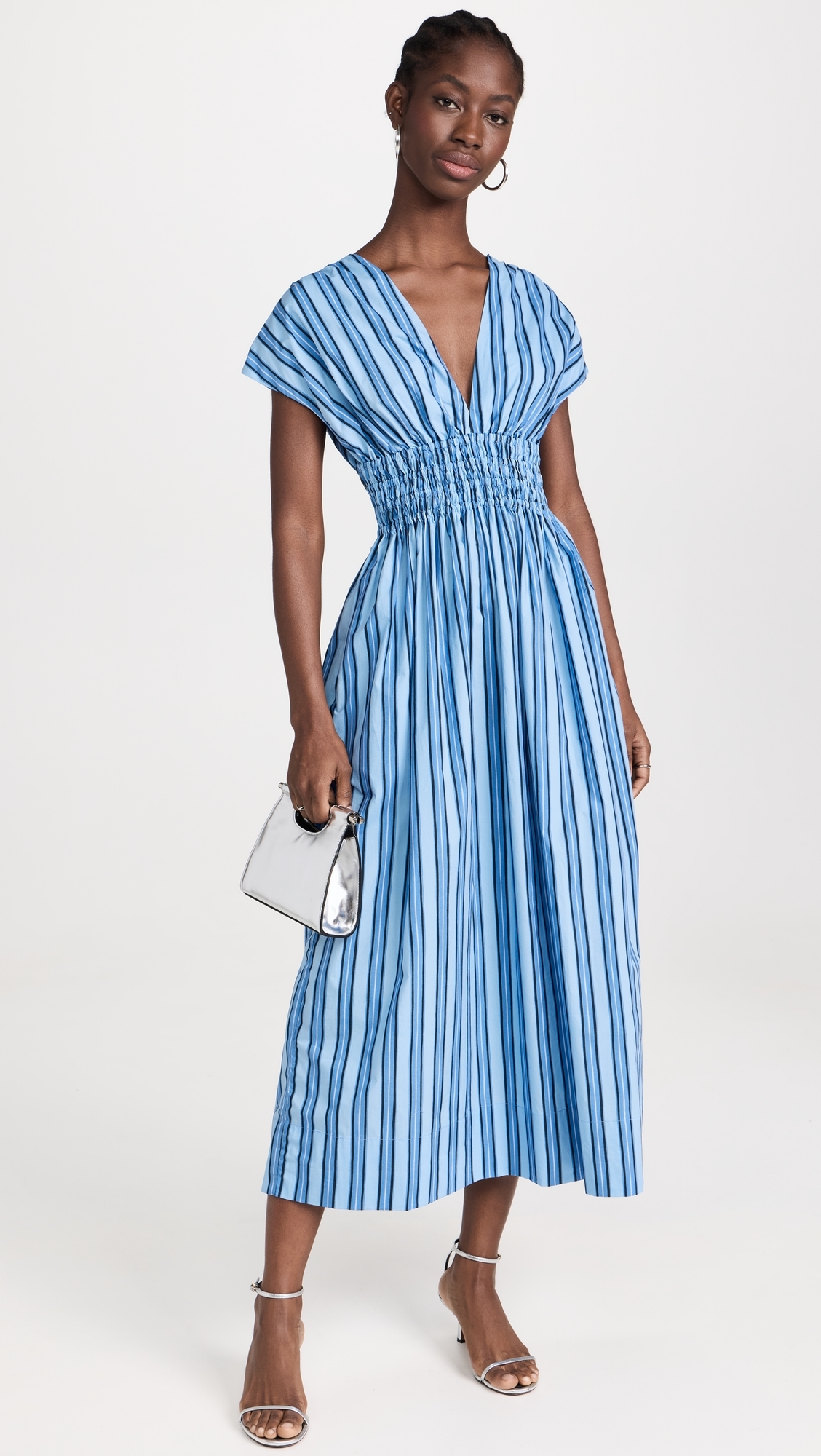 Agnes Midi Dress Akaia Stripe -Blue XXL