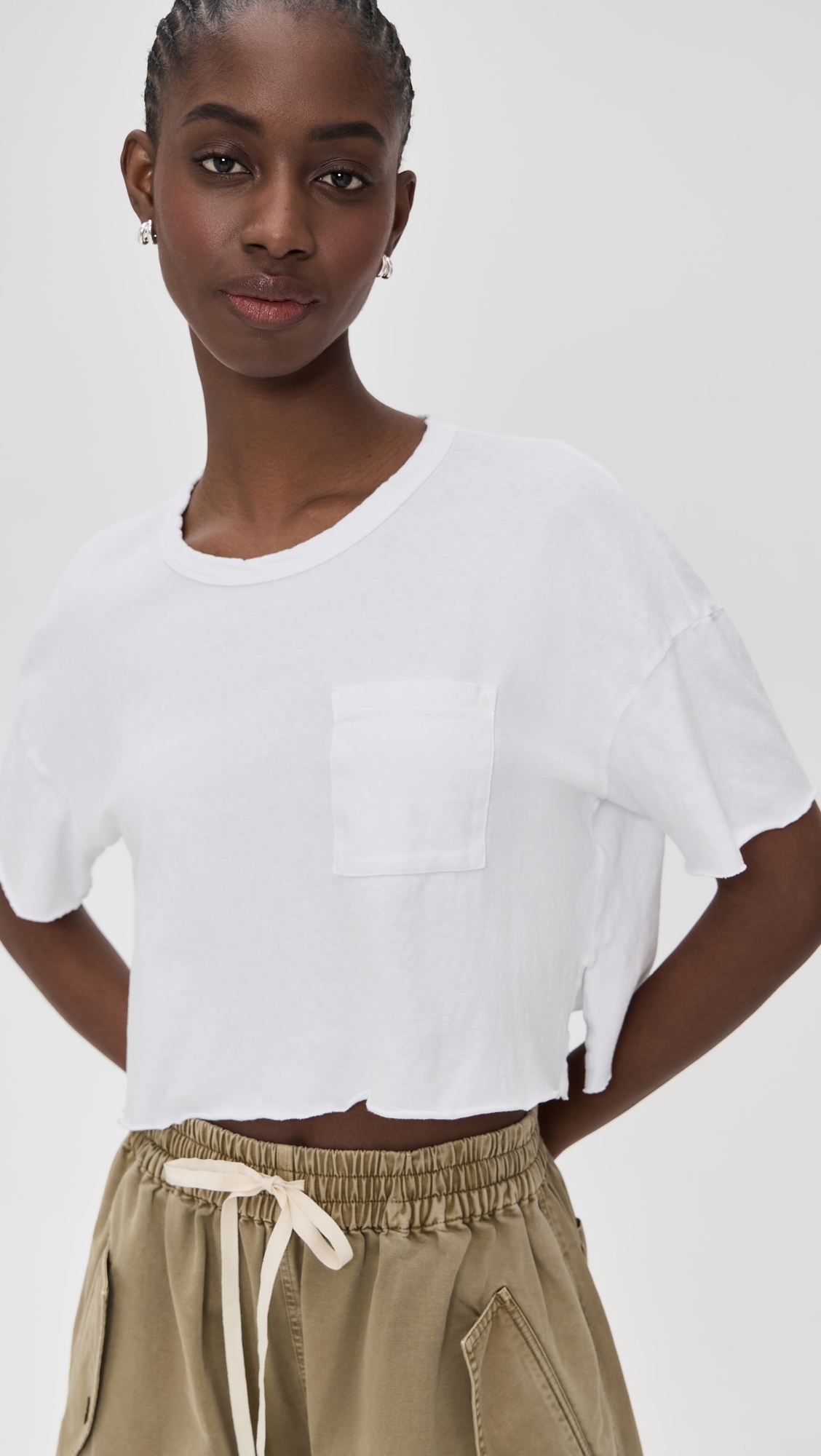 James Perse Cropped Relaxed Fit Pocket Tee White