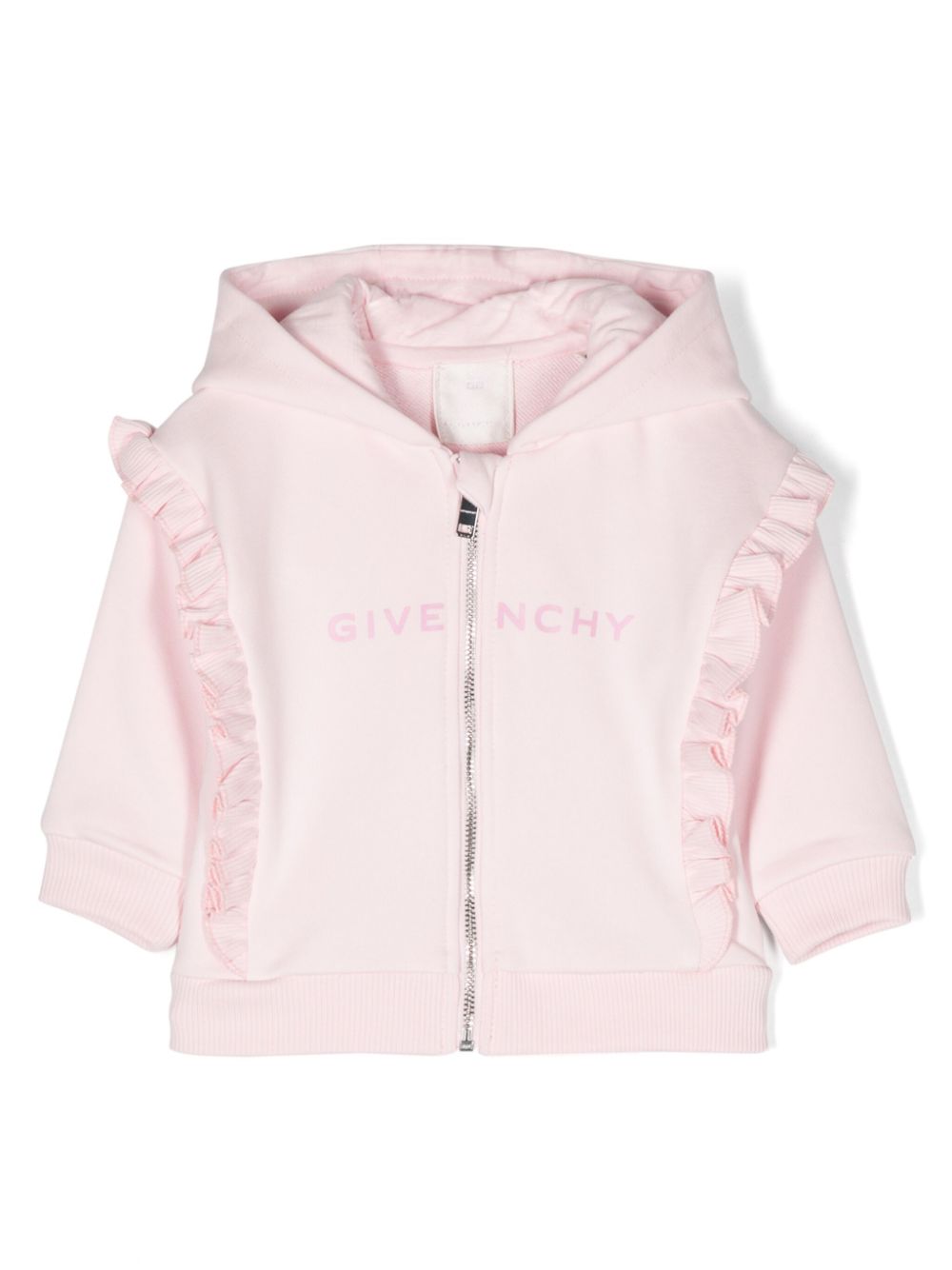 Logo-print zipped hoodie - Pink