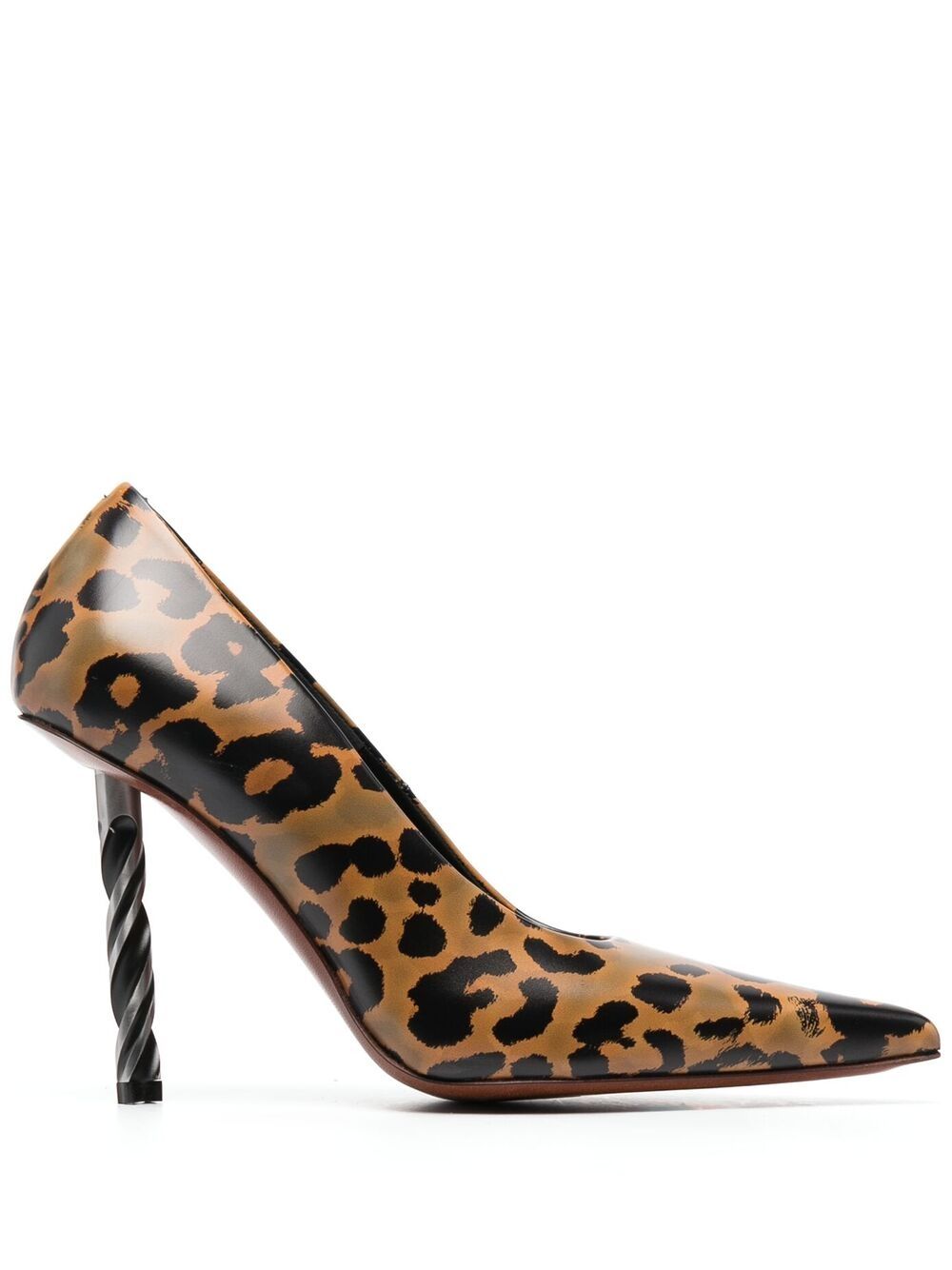 Drill-heel leopard-print pumps - Brown