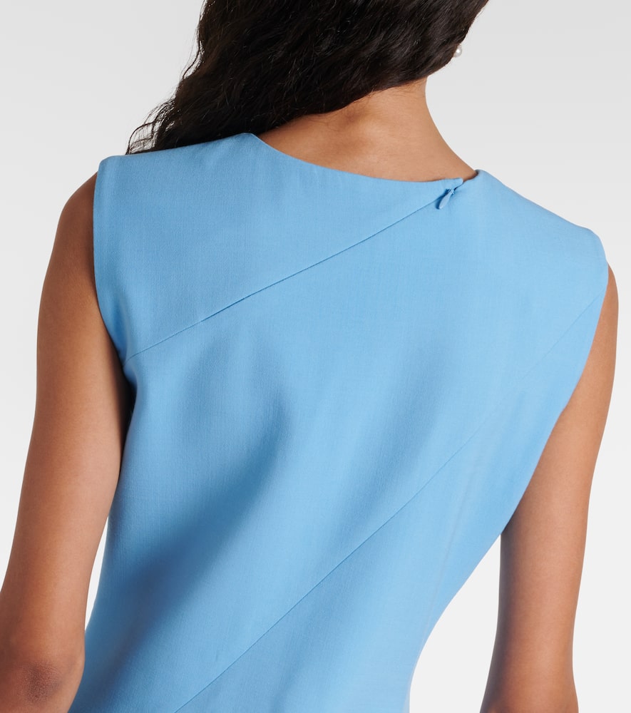 Asymmetrical wool-blend midi dress