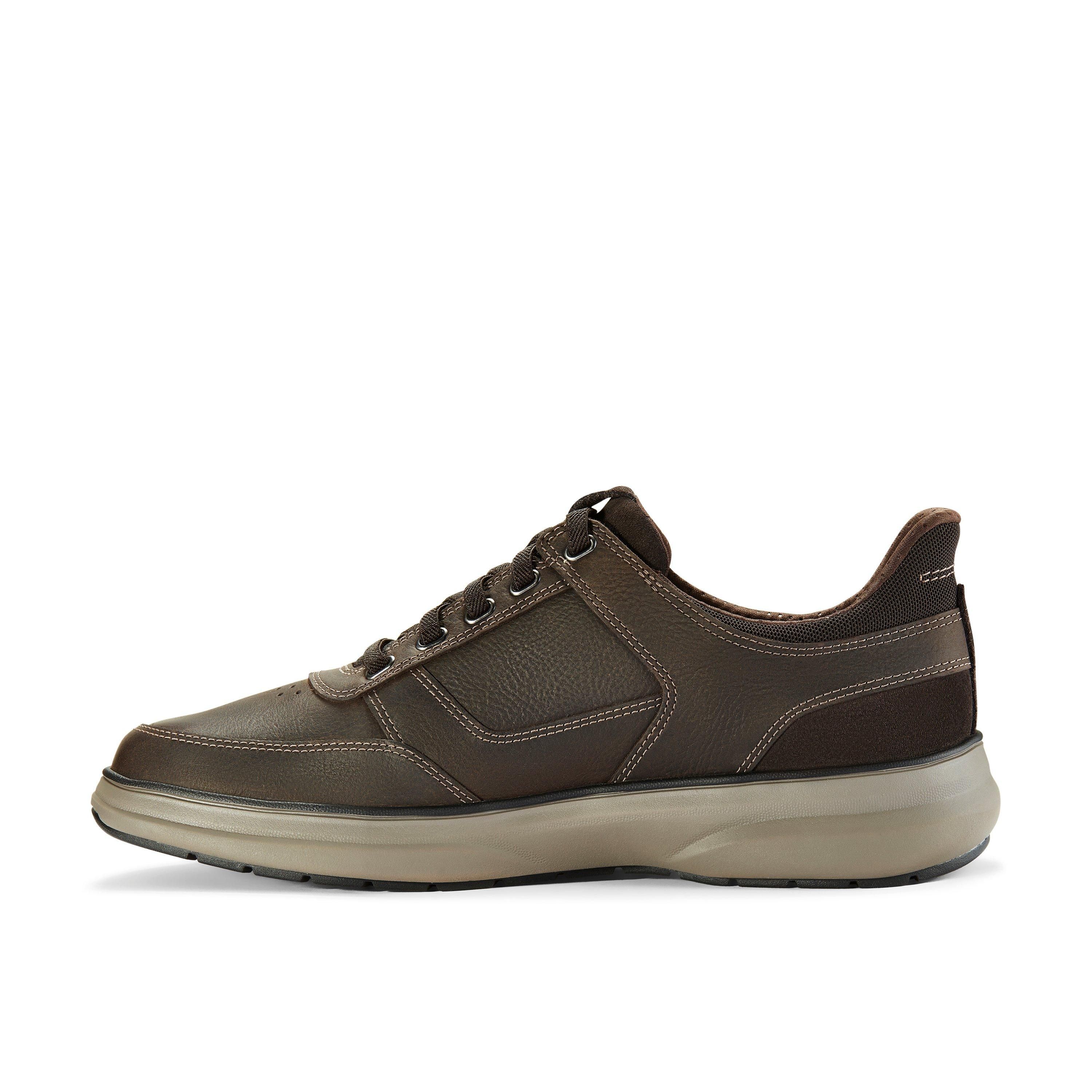 Clarks Men's Mullan Easy Dark Brown Leather Trainers, Lace Up | : 7.5/Wide Fit