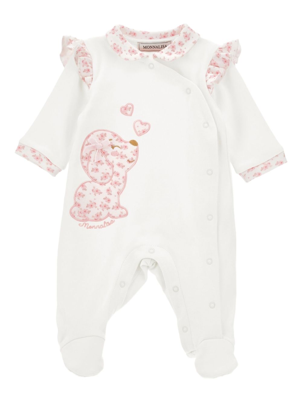 Logo-embroidered babygrow - Pink