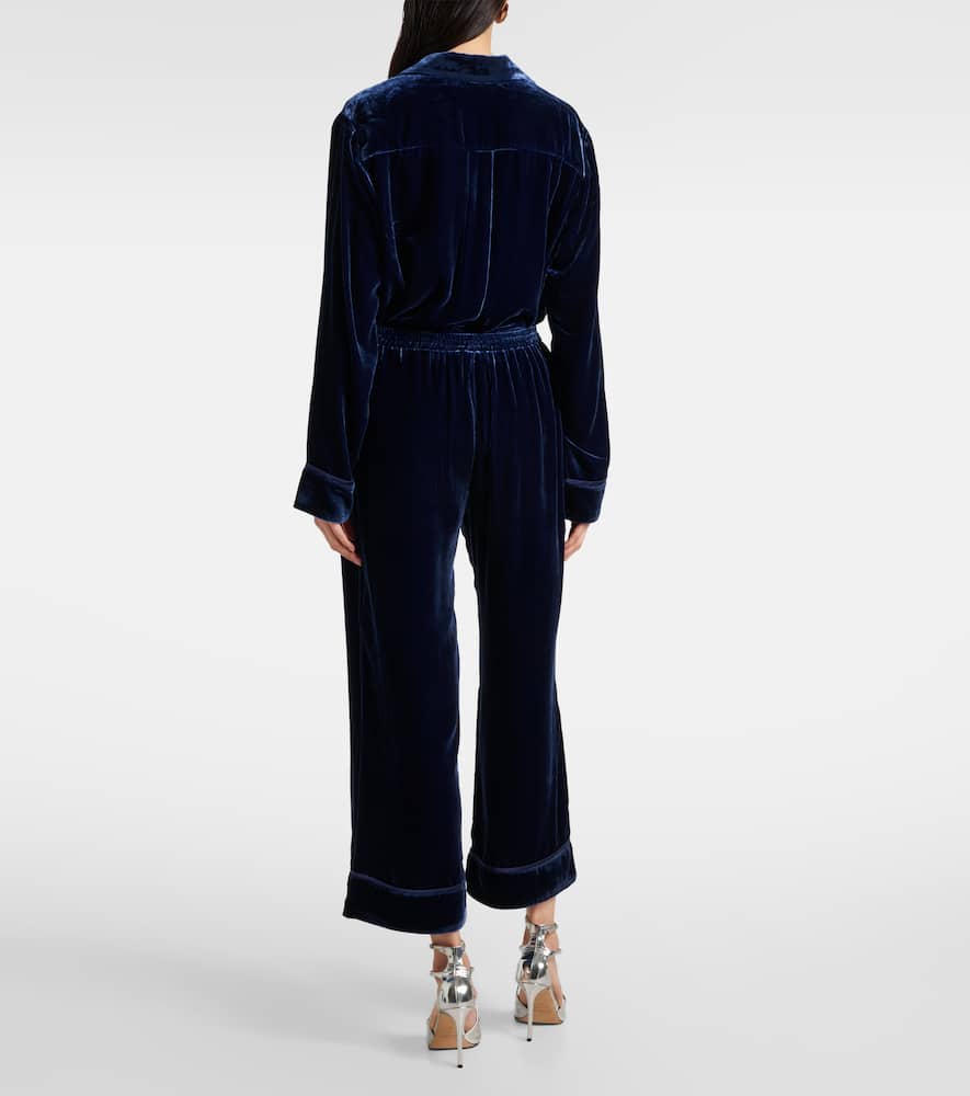 Brescia mid-rise velvet wide-leg pants