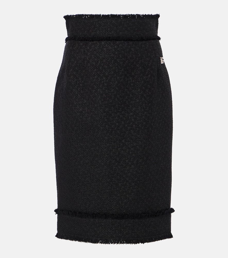 Wool-blend tweed pencil skirt