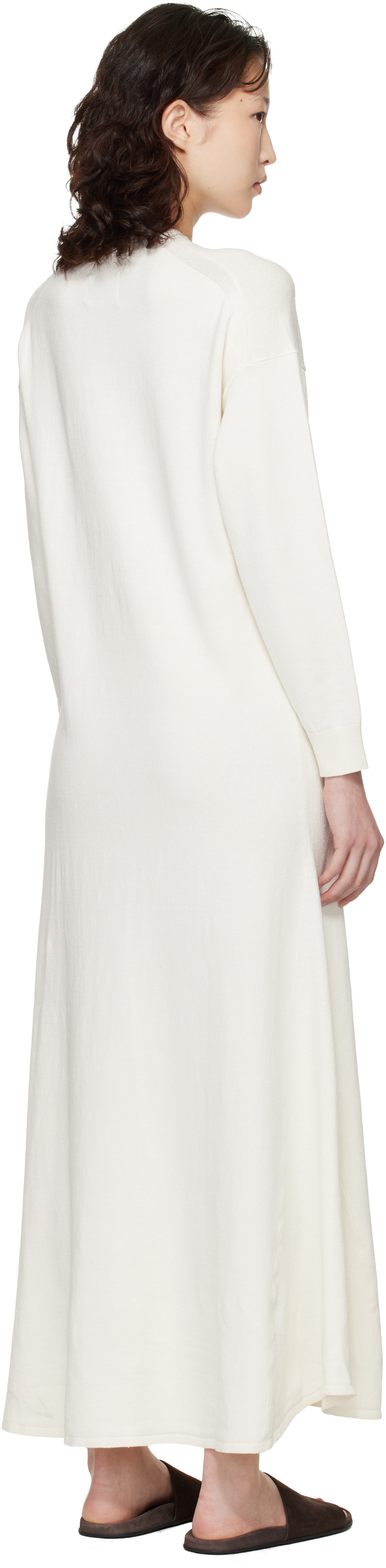 White Silk Linen Knit Maxi Dress