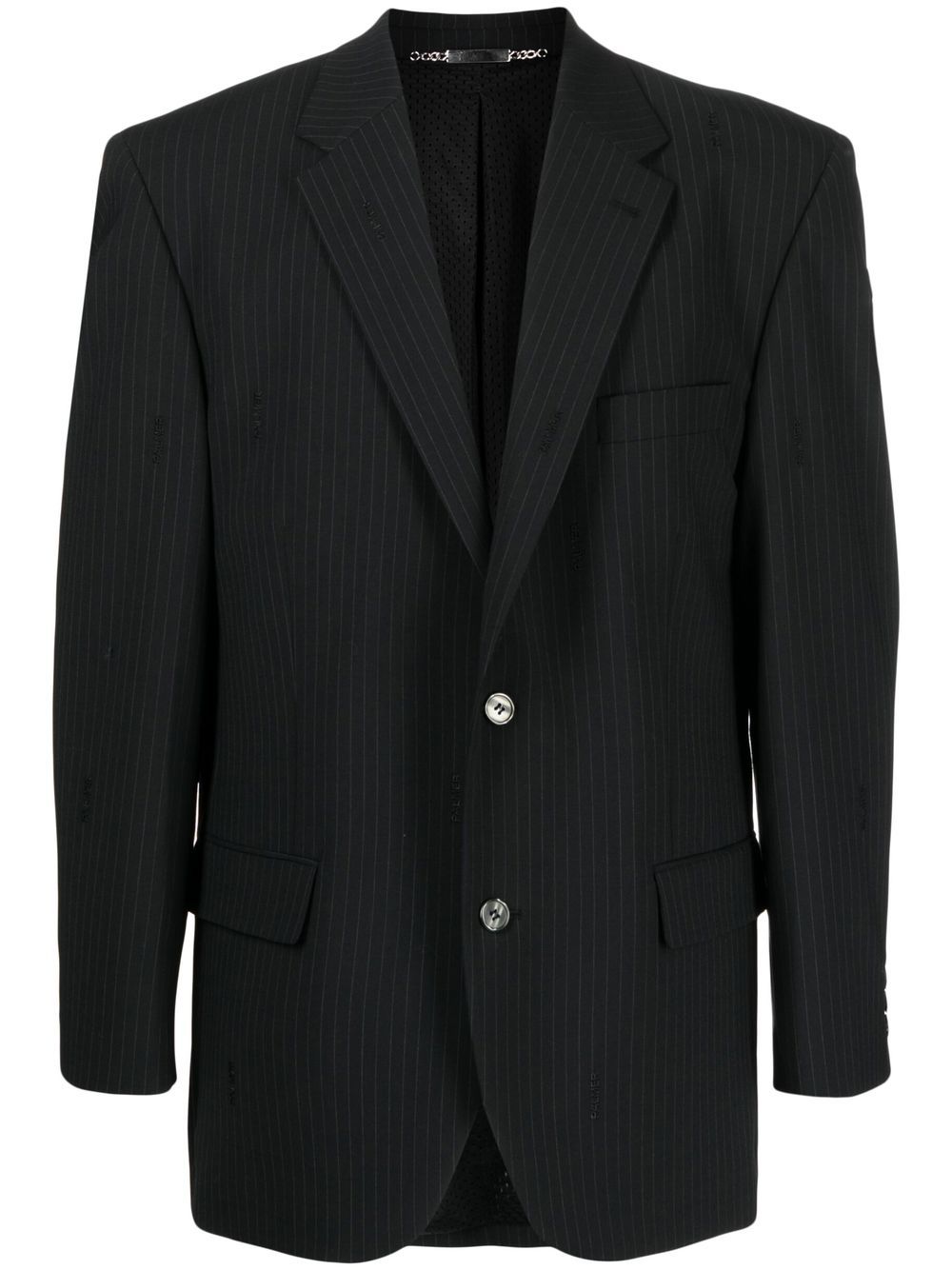 Pinstripe single-breasted blazer - Black