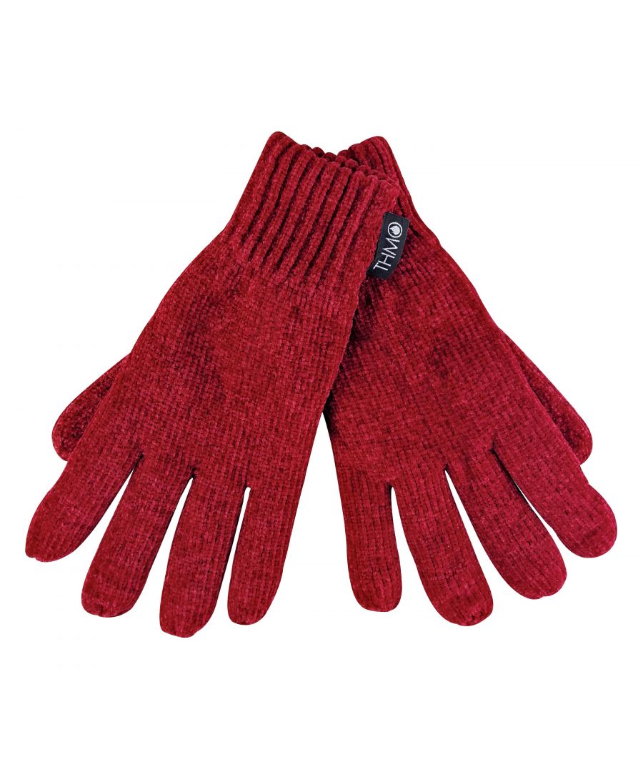 THMO - Womens Outdoor Thermal Winter Chenille 3M Thinsulate Gloves - Red - One