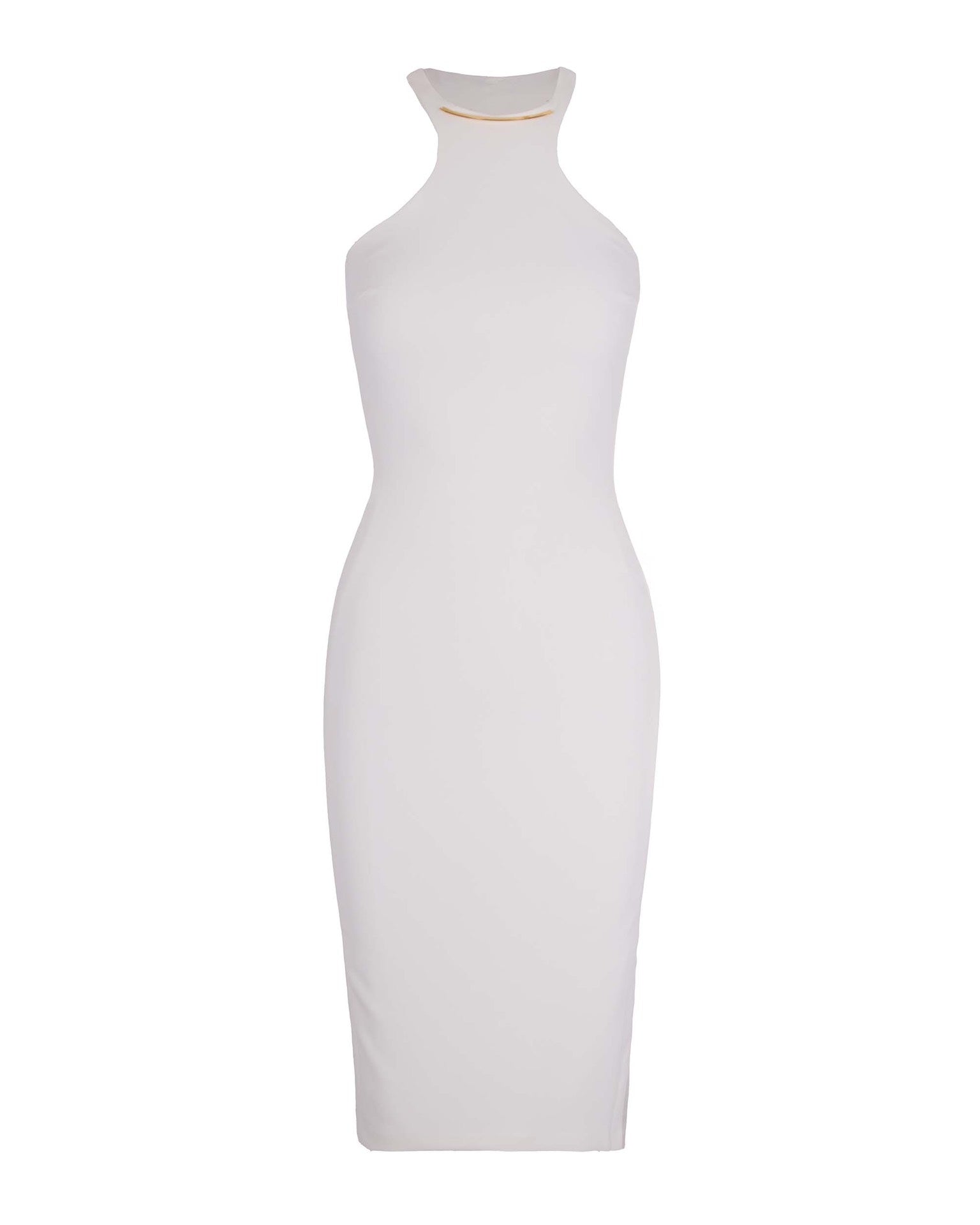 Longuette with Gold Detail Dress — White