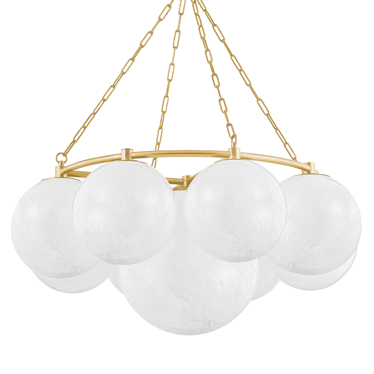 Aged Brass Nine Light Chandelier from the Thornwood Collection
