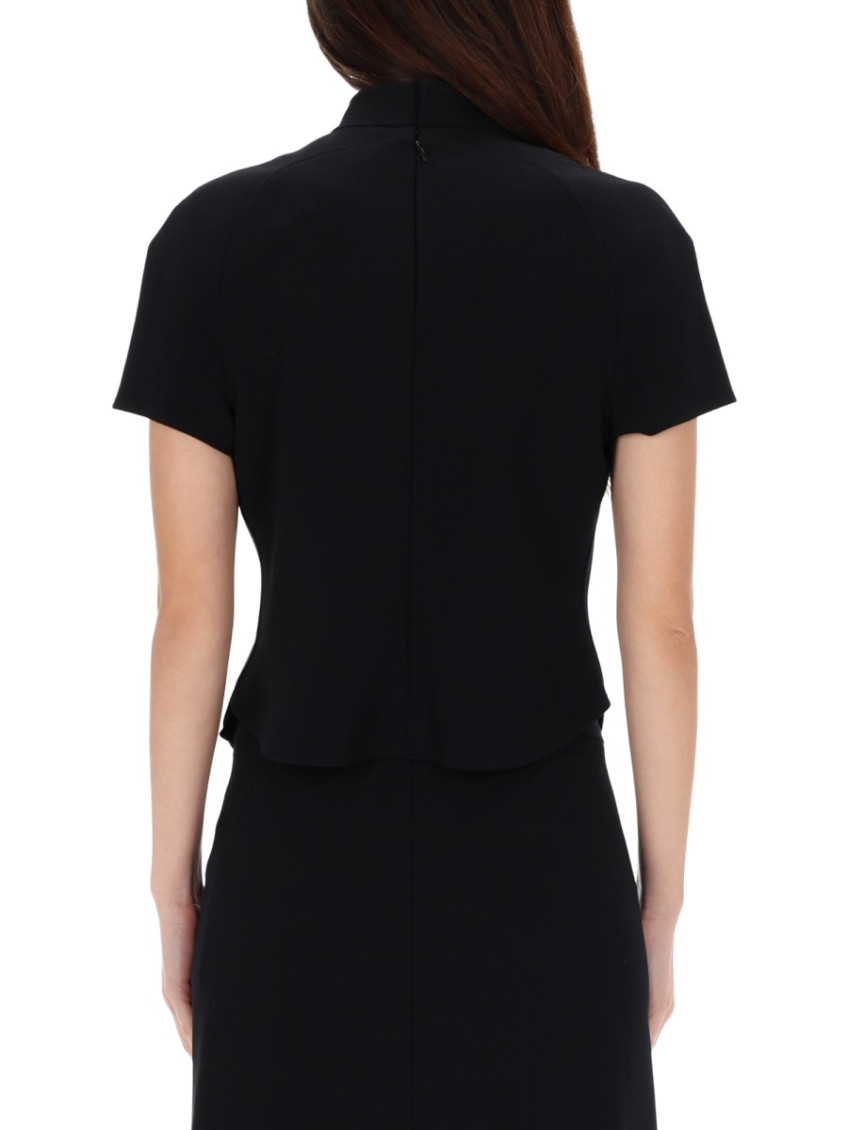 Black Solid Mock Collar Top